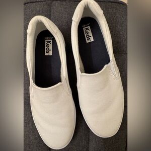 Keds White Canvas Slip-Ons Size 9W